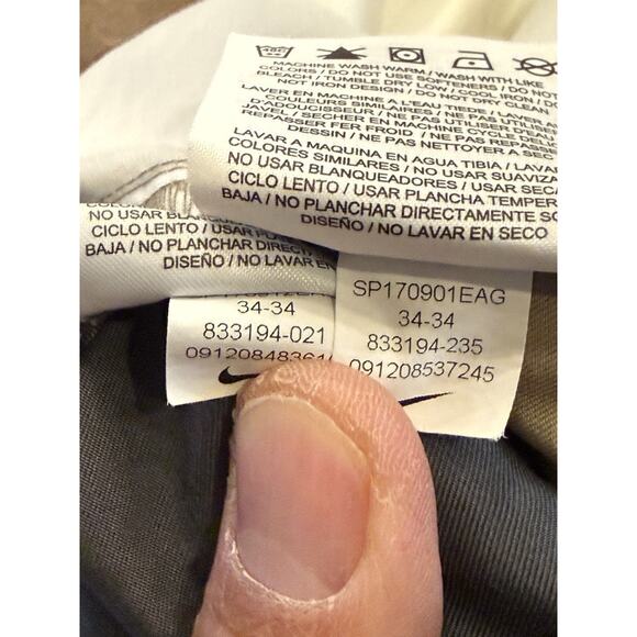 Lot Of 2 Nike Golf Mens Gray Tan Dri-Fit Straight Pants Size 34x34 833194 - Picture 8 of 11